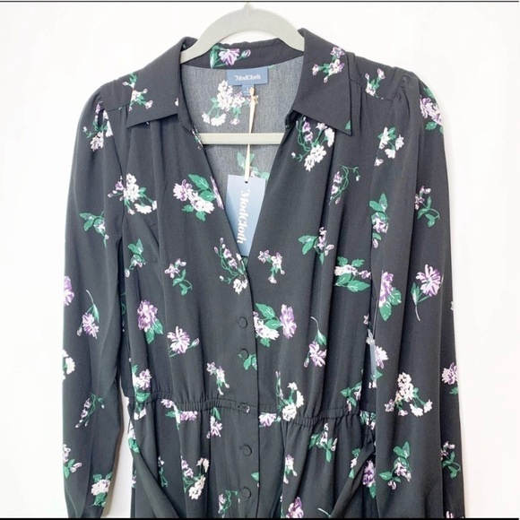 NWT ModCloth Black Everything and More Floral Jumpsuit - Picture 6 of 8